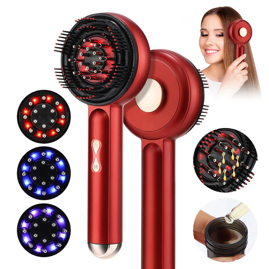 Electric Scalp Massager Comb with Red & Blue Light Therapy